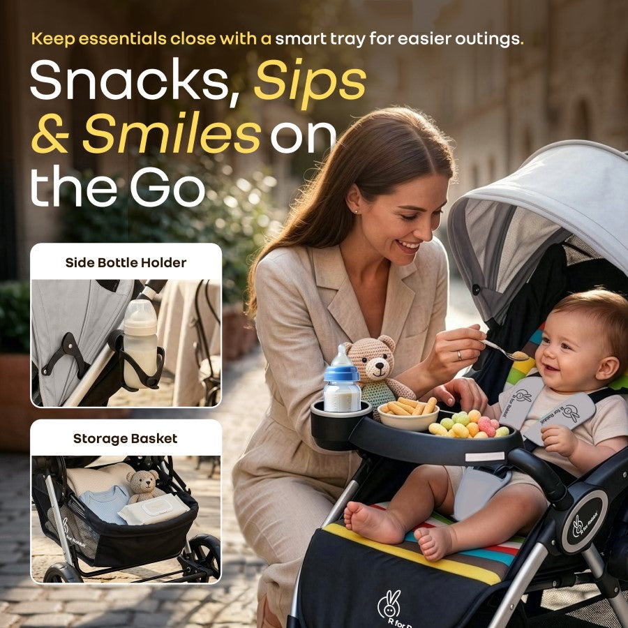 R For Rabbit Chocolate Ride Stroller For Kids Reversible Handle, Multiple Recline Positions Rainbow
