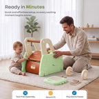 R For Rabbit Kiddie Kart 4 in 1 Kids Toy Storage Cart, Sit & Ride, Push Walker & Pull Along Green Beige