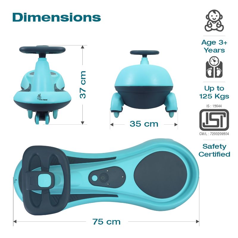 R For Rabbit Iya Drift Swing Car Led Wheels Sky Blue