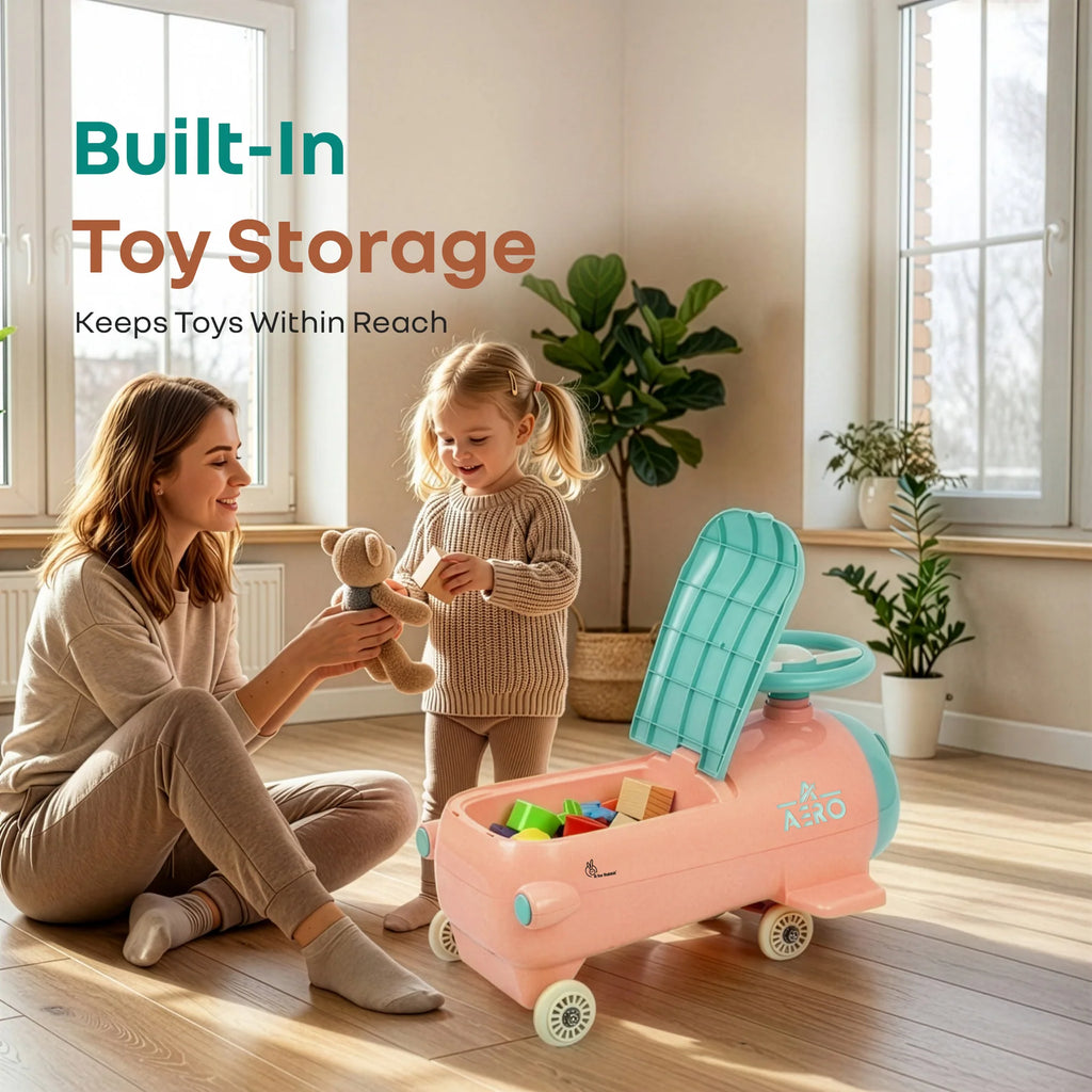 R for Rabbit Iya Iya Aero Ace 2-in-1 Swing Car Ride-On for Kids with Toy Storage, ABEC 7 Bearing & Smooth Wheels – Peach Green