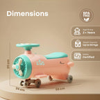 R for Rabbit Iya Iya Aero Ace 2-in-1 Swing Car Ride-On for Kids with Toy Storage, ABEC 7 Bearing & Smooth Wheels – Peach Green