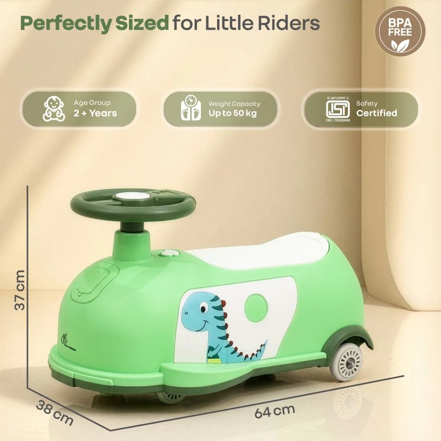 R For Rabbit Iya Iya Poppy 3 in 1 Kids Ride On Swing Car Green White