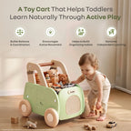 R For Rabbit Kiddie Kart 4 in 1 Kids Toy Storage Cart, Sit & Ride, Push Walker & Pull Along Green Beige