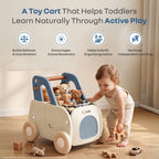 R for Rabbit Kiddie Kart 4-in-1 Kids Toy Storage Cart, Sit & Ride, Push Walker & Pull Along with Adjustable Handlebar – Grey Blue