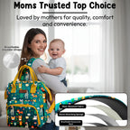 StarAndDaisy Nappy Nest Newborn Baby Diaper Backpack with 15 Pockets, 3 Insulated Bottle Pockets & Stroller Straps – Jungle Print
