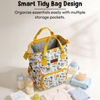 StarAndDaisy Spacious Nappy Nest Diaper Backpack with 15 Pockets, 3 Insulated Bottle Pockets & Waterproof Wet-Clothes Pocket – Giraffe Print