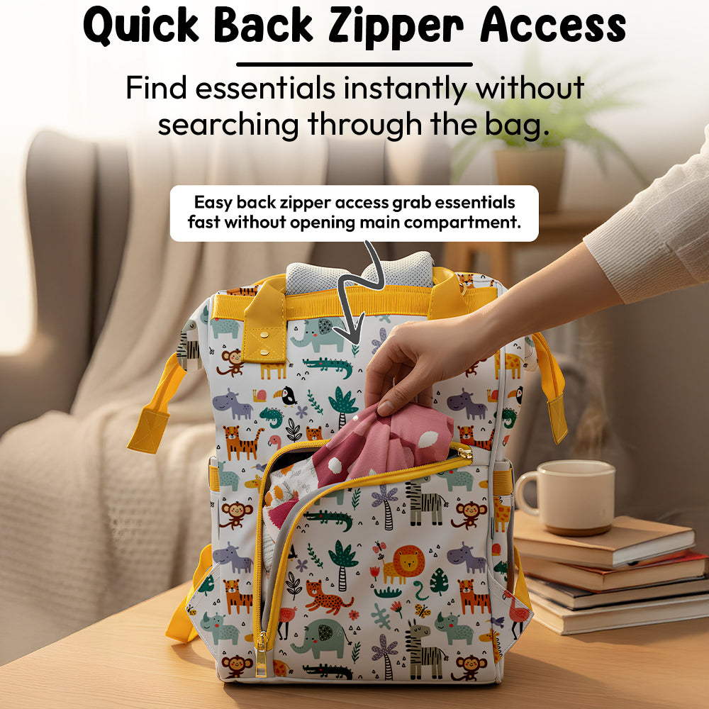 StarAndDaisy Spacious Nappy Nest Diaper Backpack with 15 Pockets, 3 Insulated Bottle Pockets & Waterproof Wet-Clothes Pocket – Giraffe Print