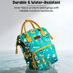 StarAndDaisy Nappy Nest Newborn Baby Diaper Backpack with 15 Pockets, 3 Insulated Bottle Pockets & Stroller Straps – Jungle Print