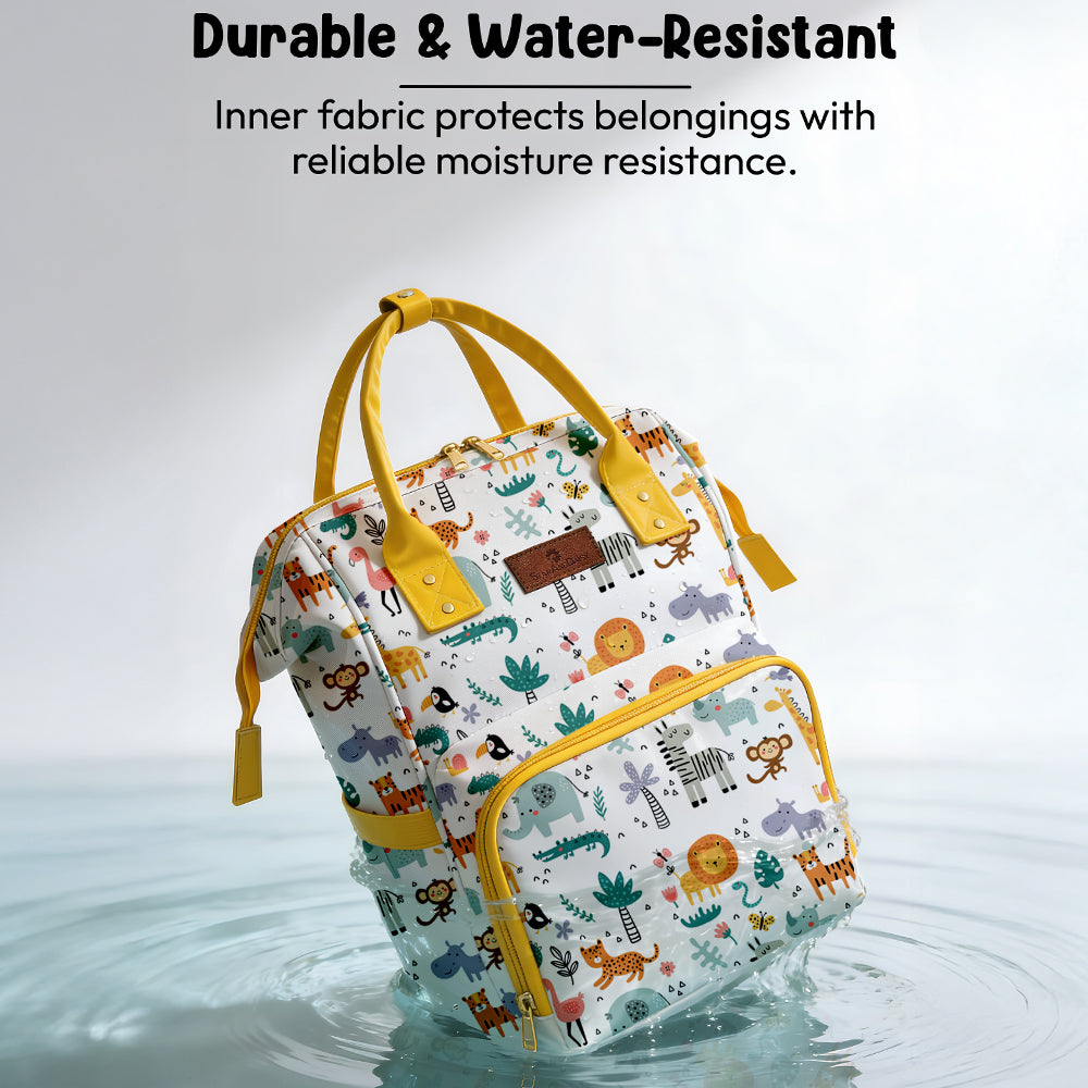 StarAndDaisy Spacious Nappy Nest Diaper Backpack with 15 Pockets, 3 Insulated Bottle Pockets & Waterproof Wet-Clothes Pocket – Giraffe Print