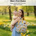 StarAndDaisy Spacious Nappy Nest Diaper Backpack with 15 Pockets, 3 Insulated Bottle Pockets & Waterproof Wet-Clothes Pocket – Giraffe Print