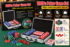 100 Pcs Poker Game Set with Aluminium Carry Case | Casino Size 11.5g Poker Chips, Playing Cards & Dice