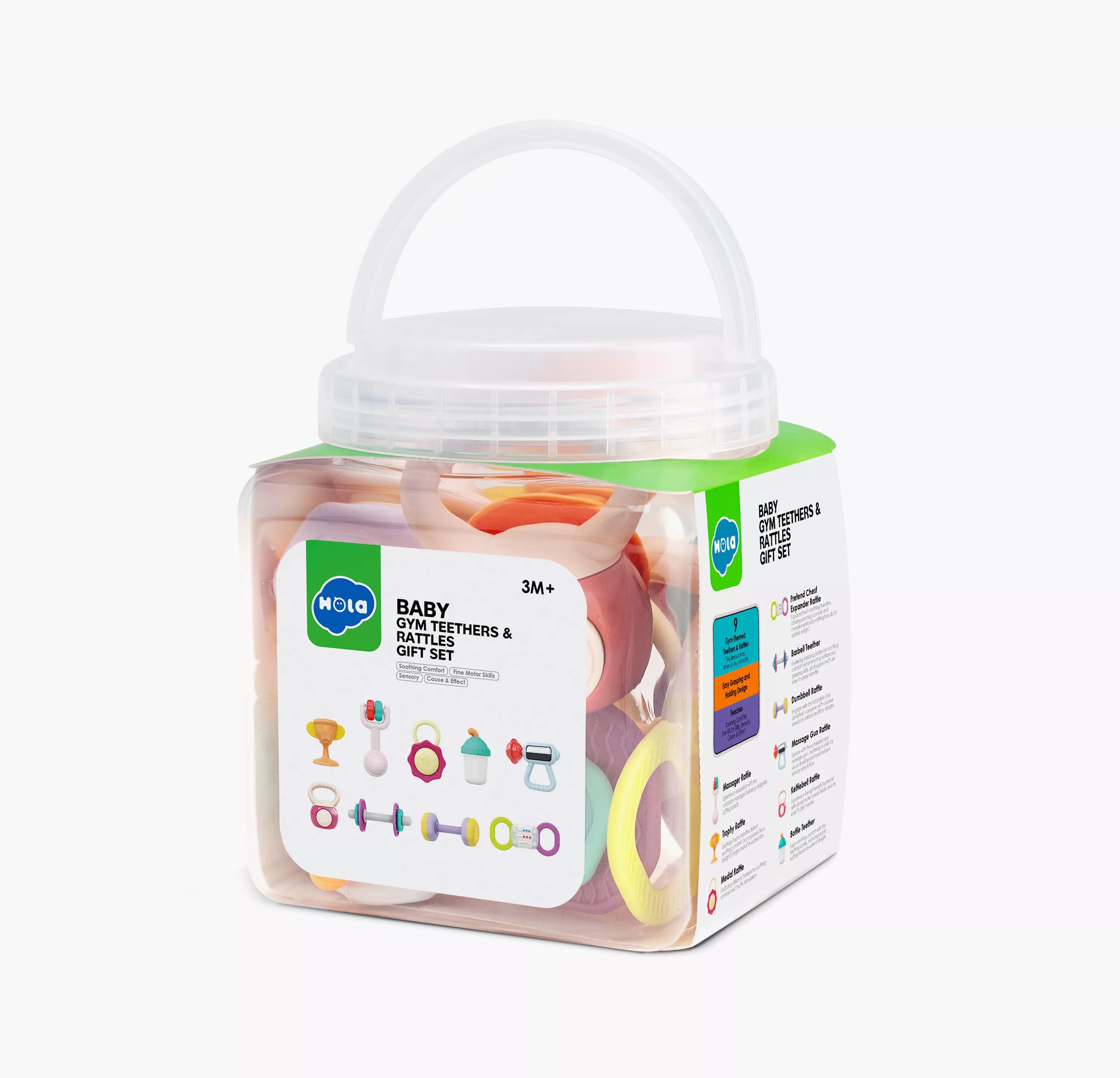 Hola Baby Gym Teethers & Rattles Gift Set 10-Piece Newborn Sensory Toy Set