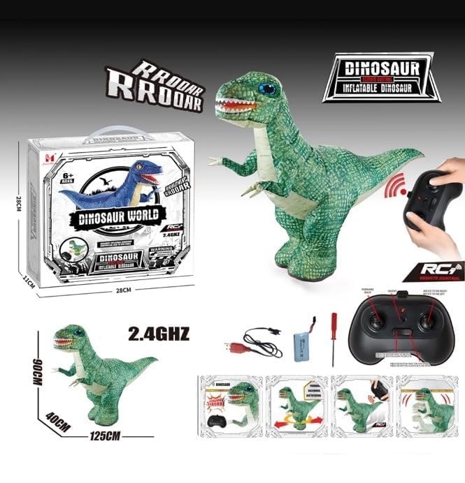 Rainbow Toys Remote Control Inflatable Dinosaur Toy with 360° Rotation