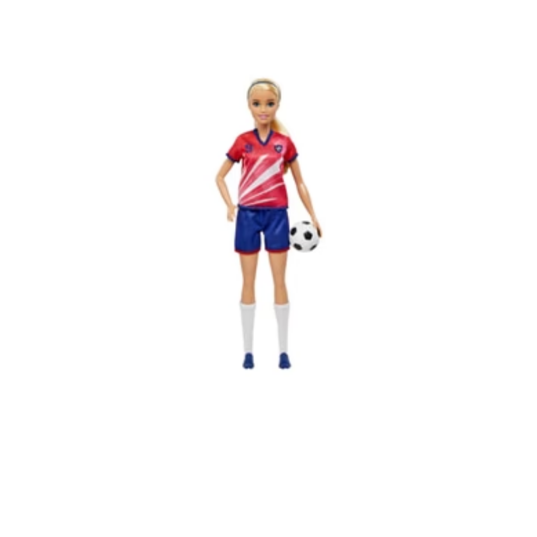 Mattel Barbie Soccer Doll, Blonde, #9 Uniform, Soccer Ball, Cleats,