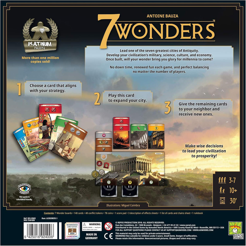 7 Wonders Strategy Board Game - Ancient Civilization Card Drafting Game (3-7 Players)