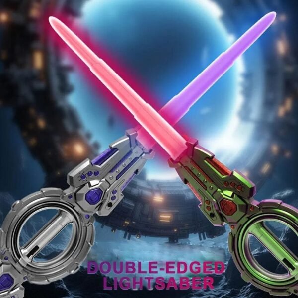 Fire Spiral Sword Double-Edged Rotating LED Lightsaber Toy with Colorful Lights (Assorted Colours)