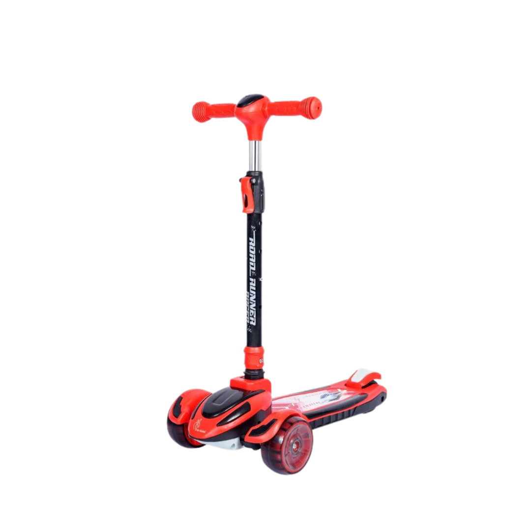 R For Rabbit Road Runner Racer Scooter - PU LED Wheels, 4 Level Height Adjustment, Red Black
