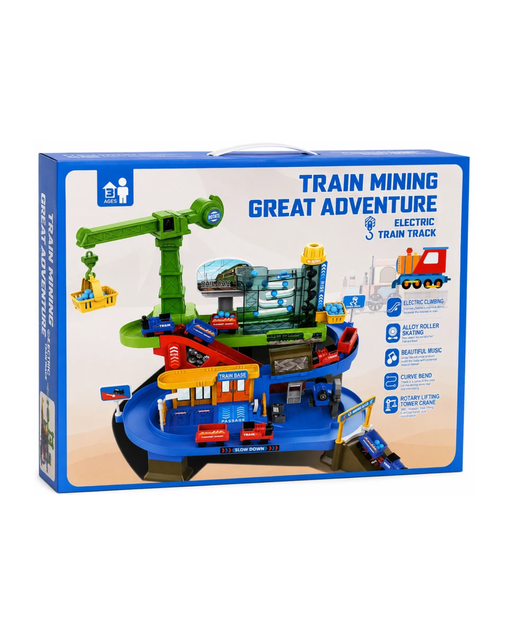 Electric Train Mining Great Adventure Track Set with Crane & Mining Accessories