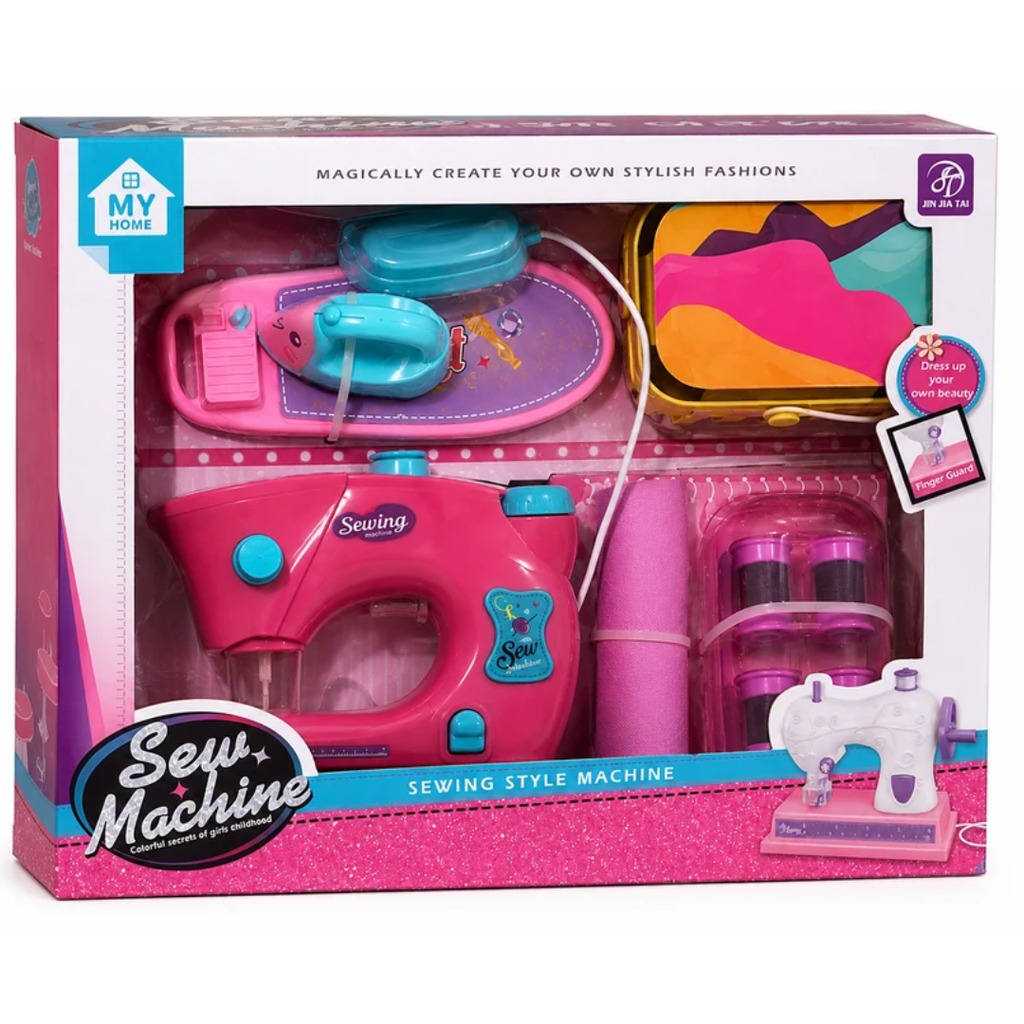 Sewing Machine Style Pretend Play Set for Girls – Kids Sewing & Fashion Design Kit