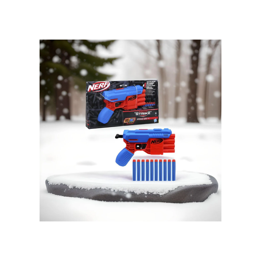 Hasbro Nerf Alpha Strike Fang QS-4 Blaster, 4-Dart Blasting Fire 4 Darts in a Row, 10 Official Nerf Elite Darts