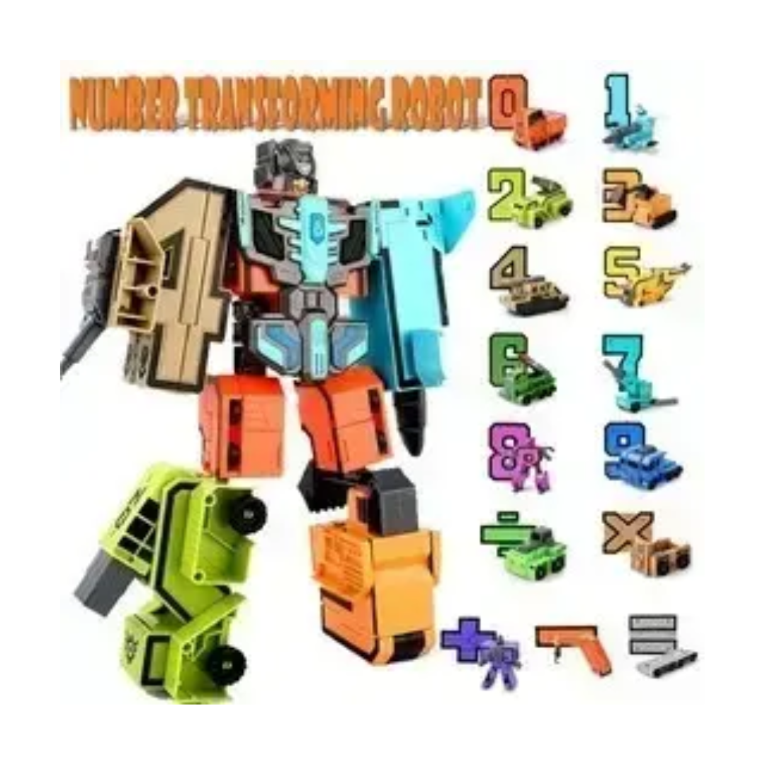 GOOEKE Distortion Digital Transforming Number Robot – 10-Piece Educational STEM Building Toy Set (Numbers 0-9) for Kids Ages 3+