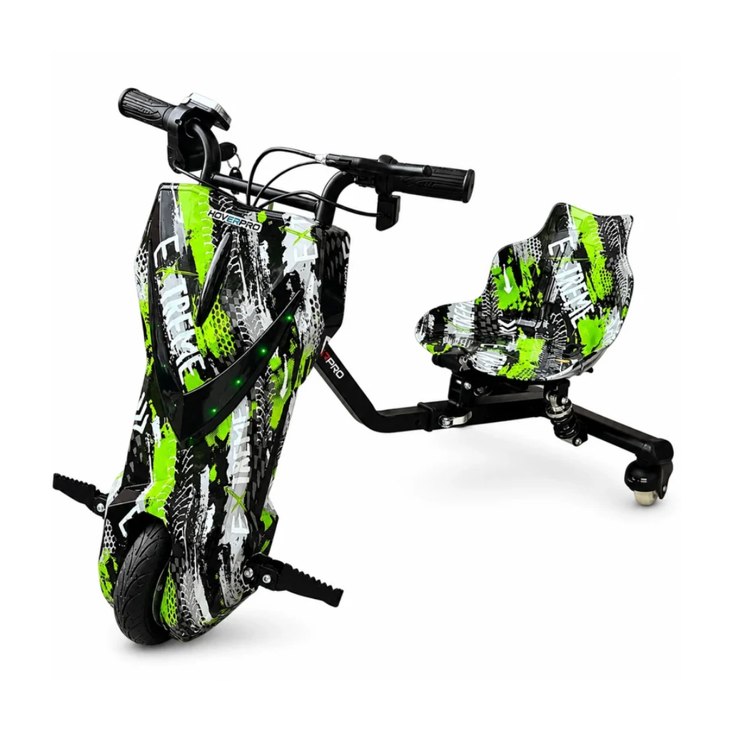 Hoverpro Electric Drifter Ride-On Scooter – Neon Green Street Graphic Design Drifter Pro (Xtreme Green)