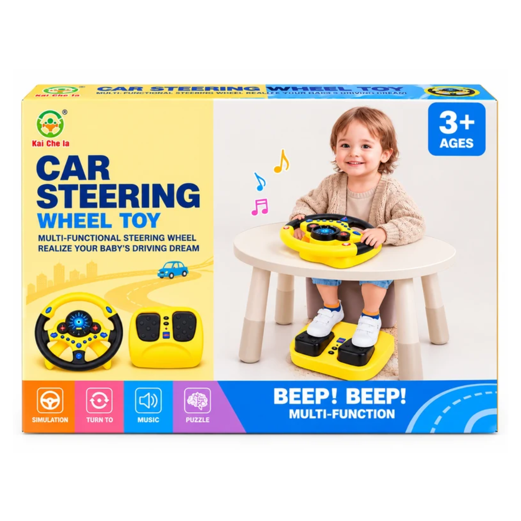 Multi-Functional Car Steering Wheel Driving Simulator Toy with Pedals, Music & Sound – 3+ Years