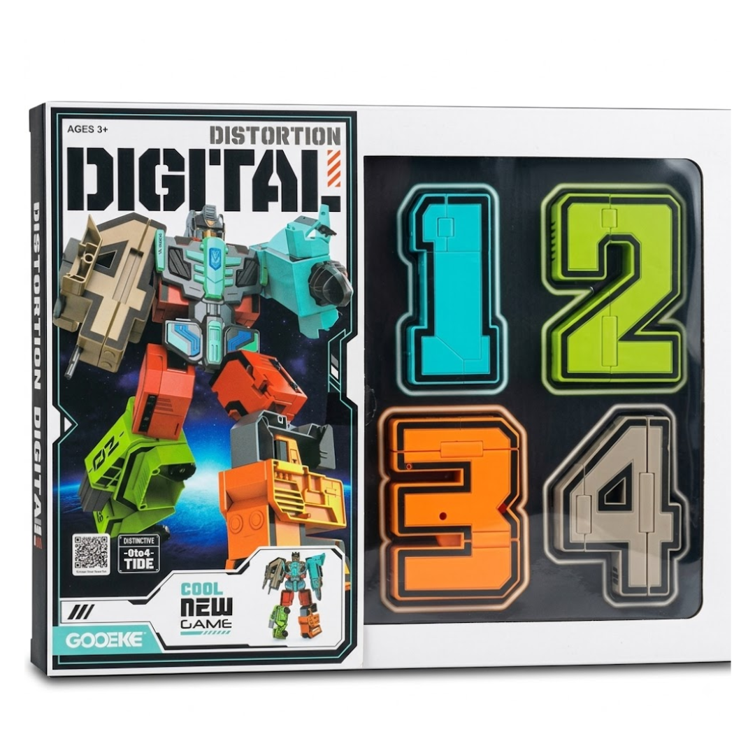 GOOEKE Distortion Digital Transforming Number Robot – 5-Piece Educational STEM Building Toy Set (Numbers 0-4) for Kids Ages 3+