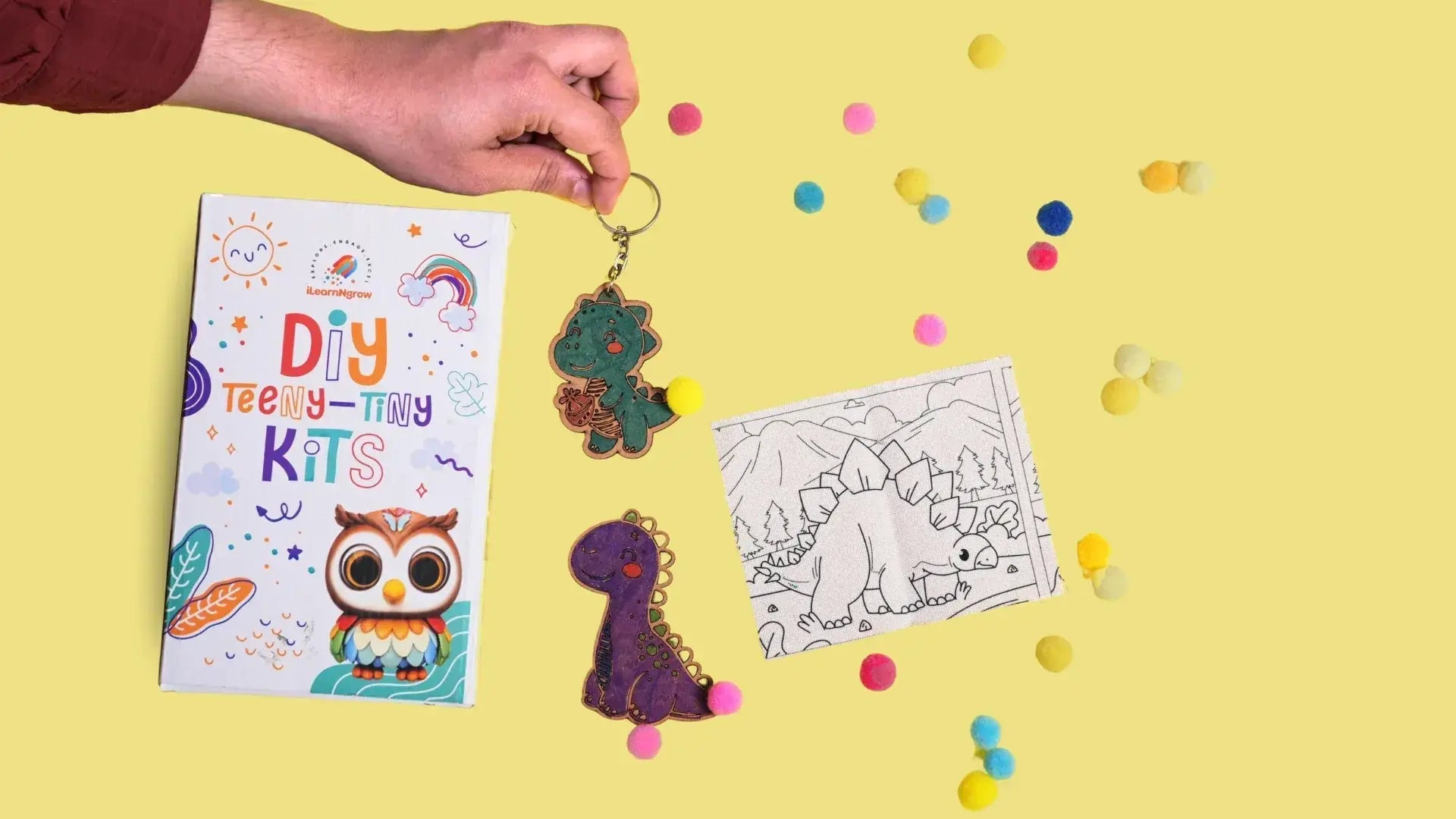 iLearnNGrow Teeny Tiny DIY Dino Painting Kit – 3‑in‑1 Craft Set for Kids
