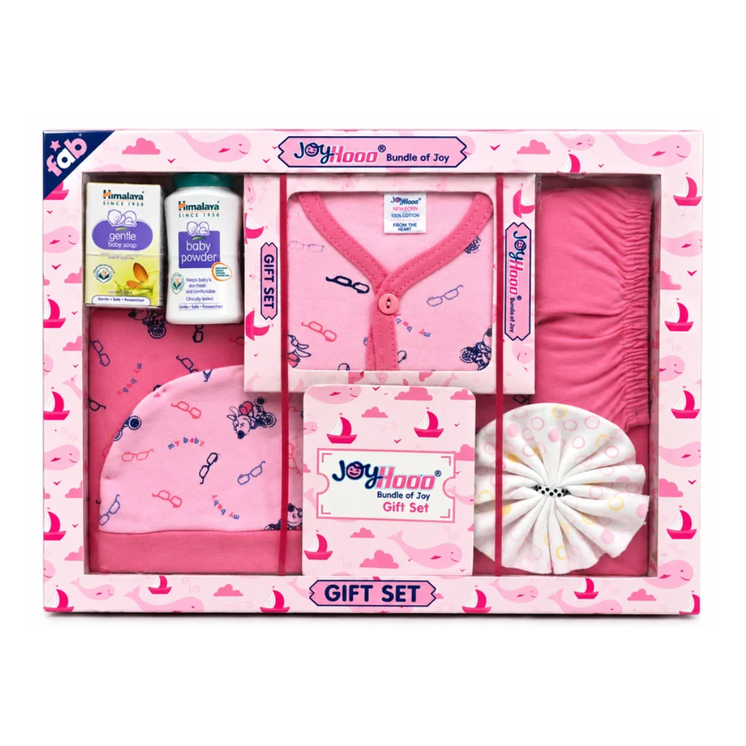 JoyHood Bundle of Joy Newborn Baby Gift Set with Clothing & Himalaya Baby Care Essentials – Pink
