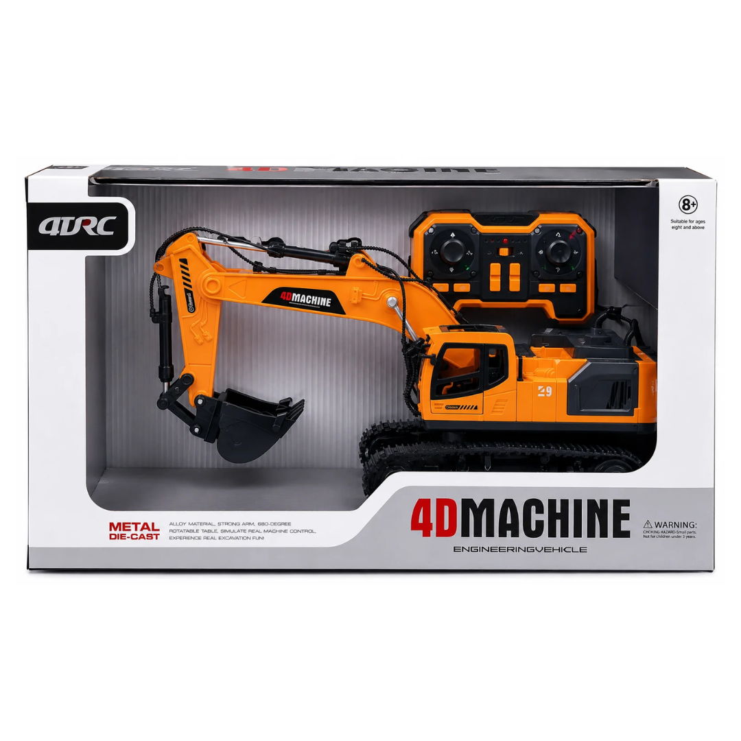 Remote Control 4D Machine Metal Die-Cast RC Excavator Construction Vehicle