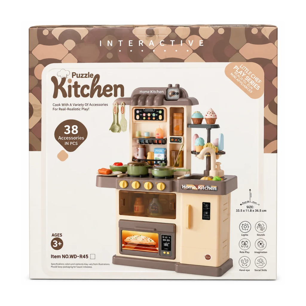 Interactive Puzzle Kitchen 38 Pcs Pretend Play Kitchen Set for Kids WD-R45 3+ Years
