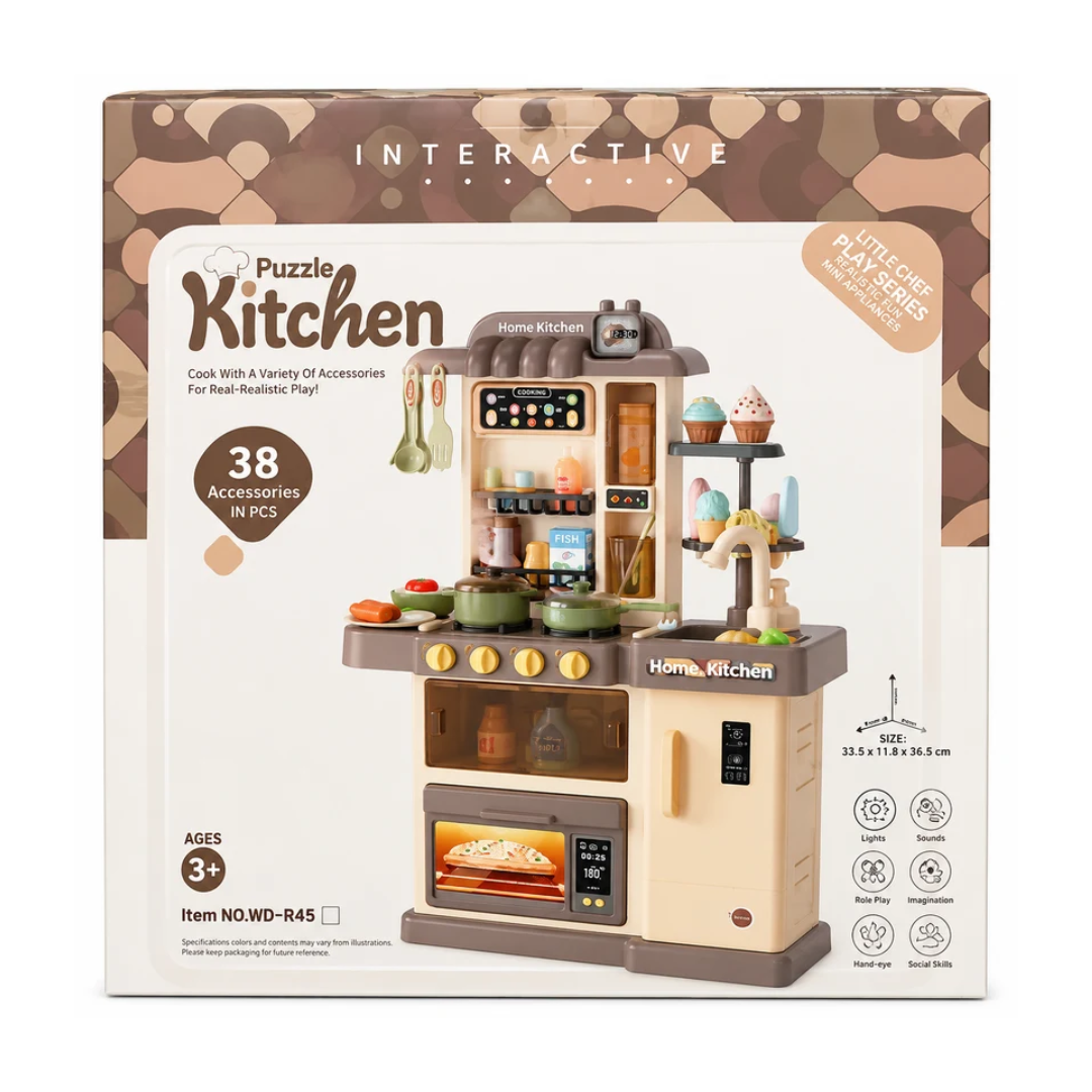 Interactive Puzzle Kitchen 38 Pcs Pretend Play Kitchen Set for Kids WD-R45 3+ Years