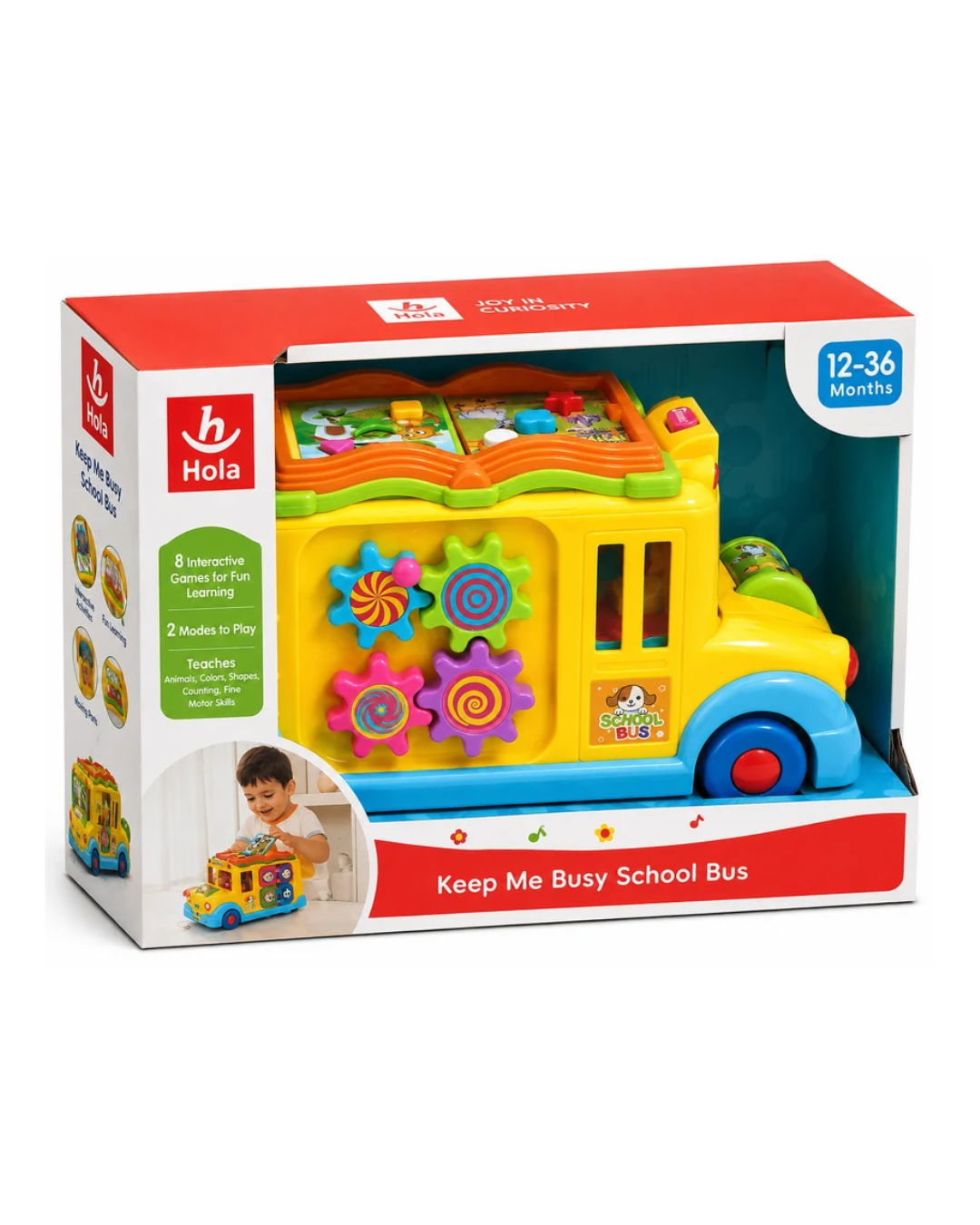 Hola Keep Me Busy School Bus Activity Toy Interactive Learning Bus with 8 Activities 12-36 Months