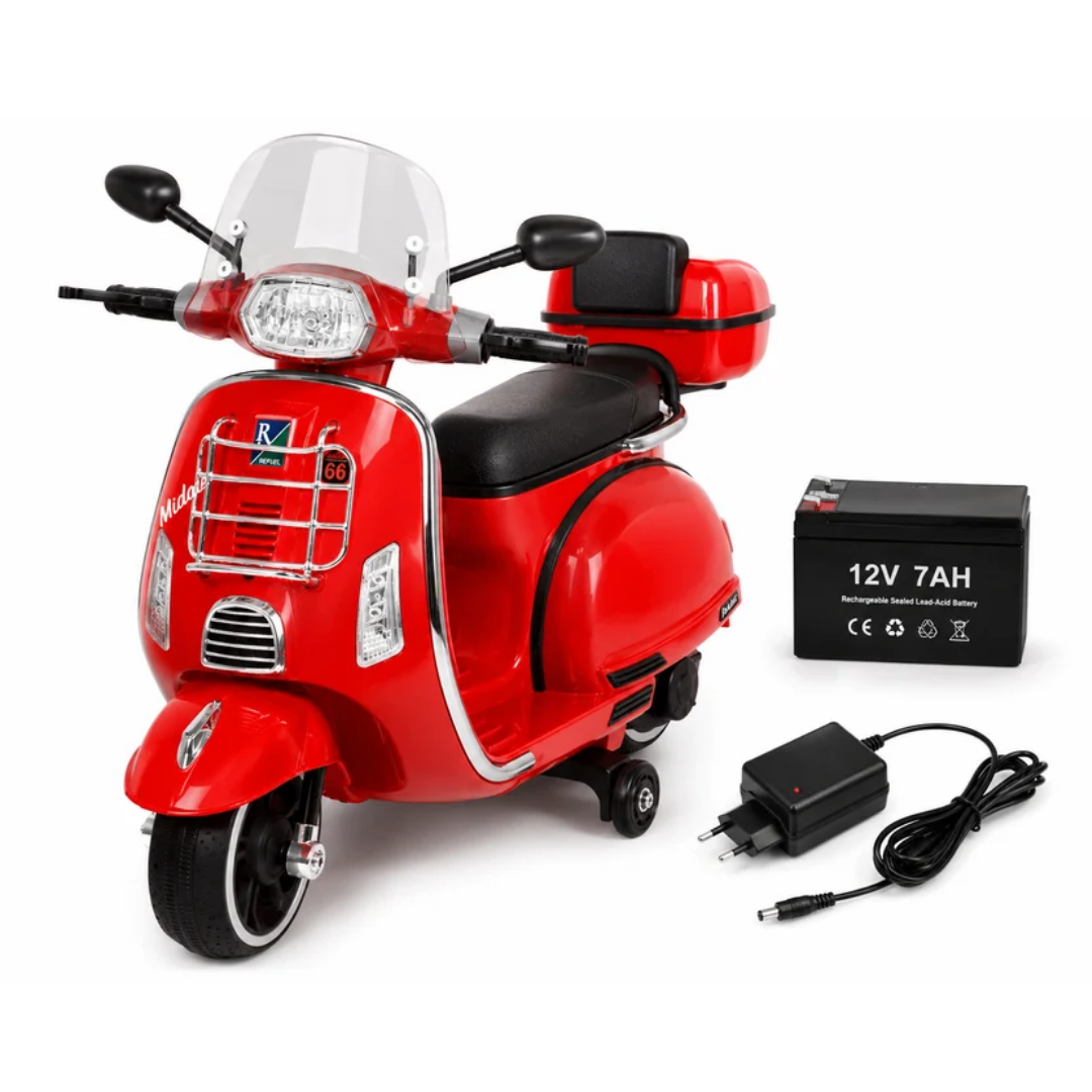 Kids Electric Ride-On Scooter for Boys & Girls – 12V Battery Operated Red Scooter