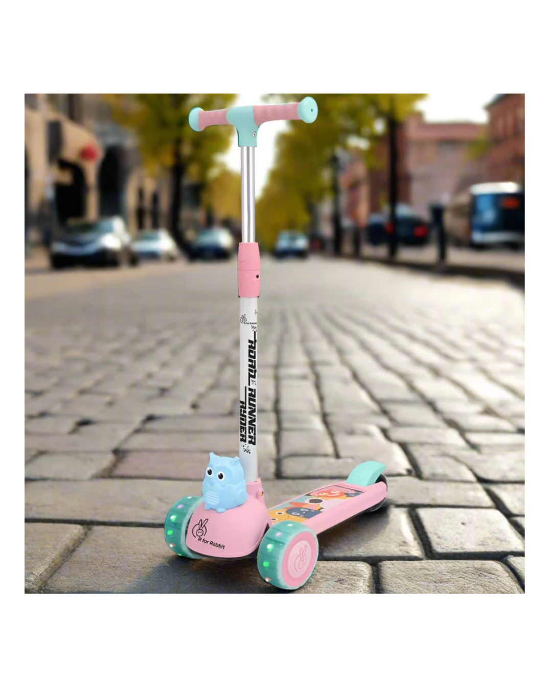 R For Rabbit Road Runner Ryder Scooter For Kids With PU LED Wheels Pink Blue