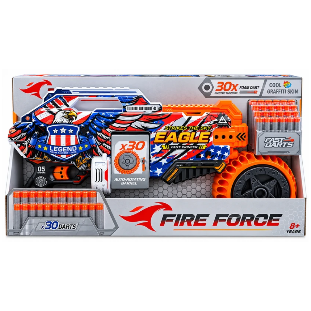 Fire Force Eagle Electric Foam Dart Blaster with Auto-Rotating Barrel & 30 Darts – 8Y+