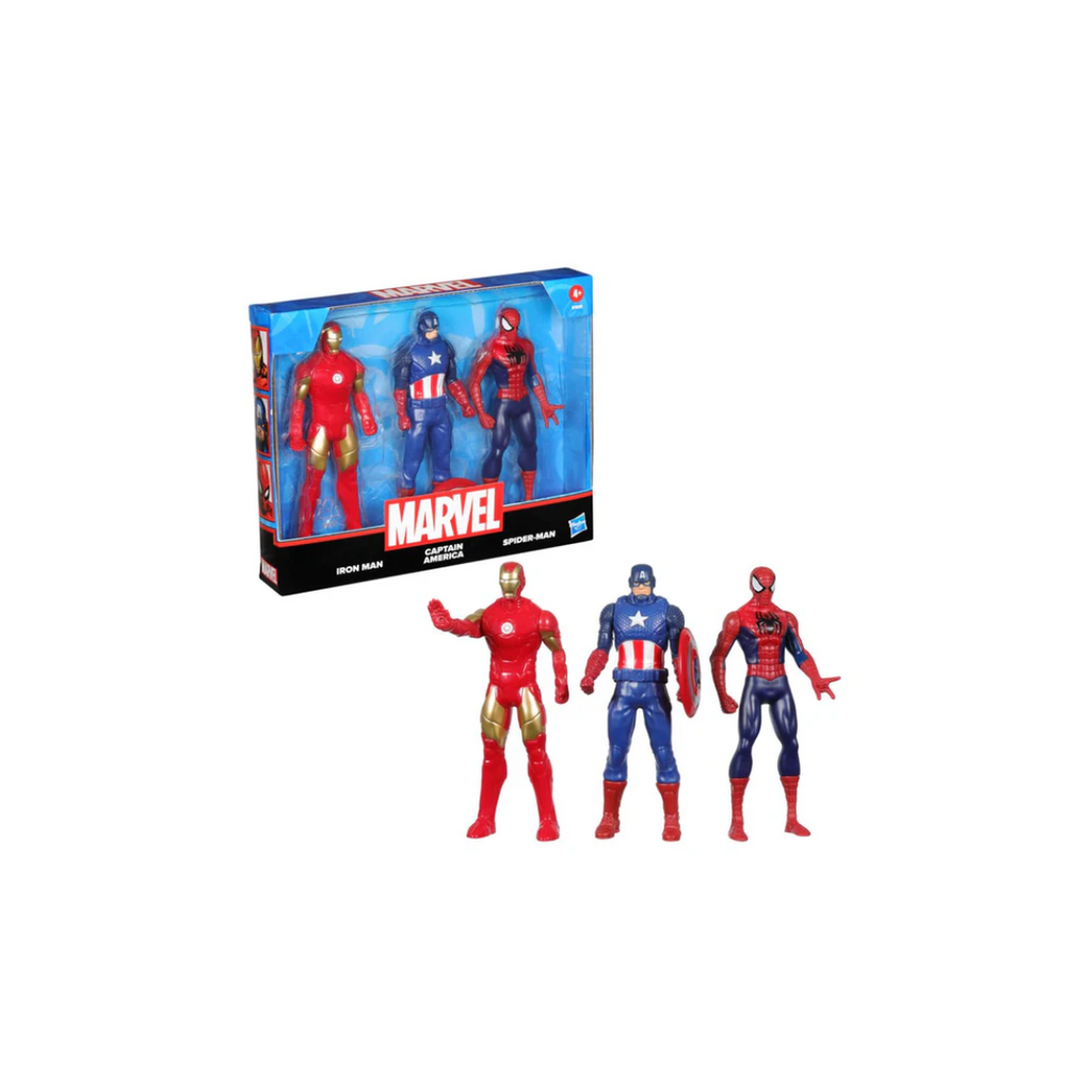 Hasbro  Marvel 6-Inch 3 Pack Set Including Iron Man, Captain America, and Spider-Man Action Figure, Super Hero Toys
