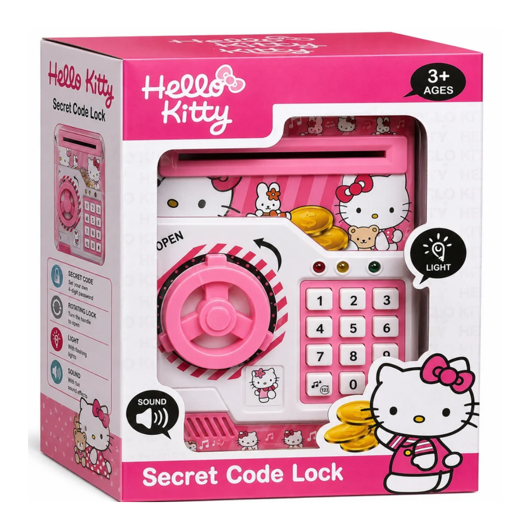 Hello Kitty Secret Code Lock Electronic Money Safe Piggy Bank for Kids
