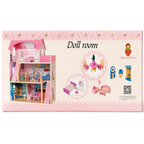 Rainbow Toys Pink Doll Room Wooden Dollhouse with Furniture Set for Kids