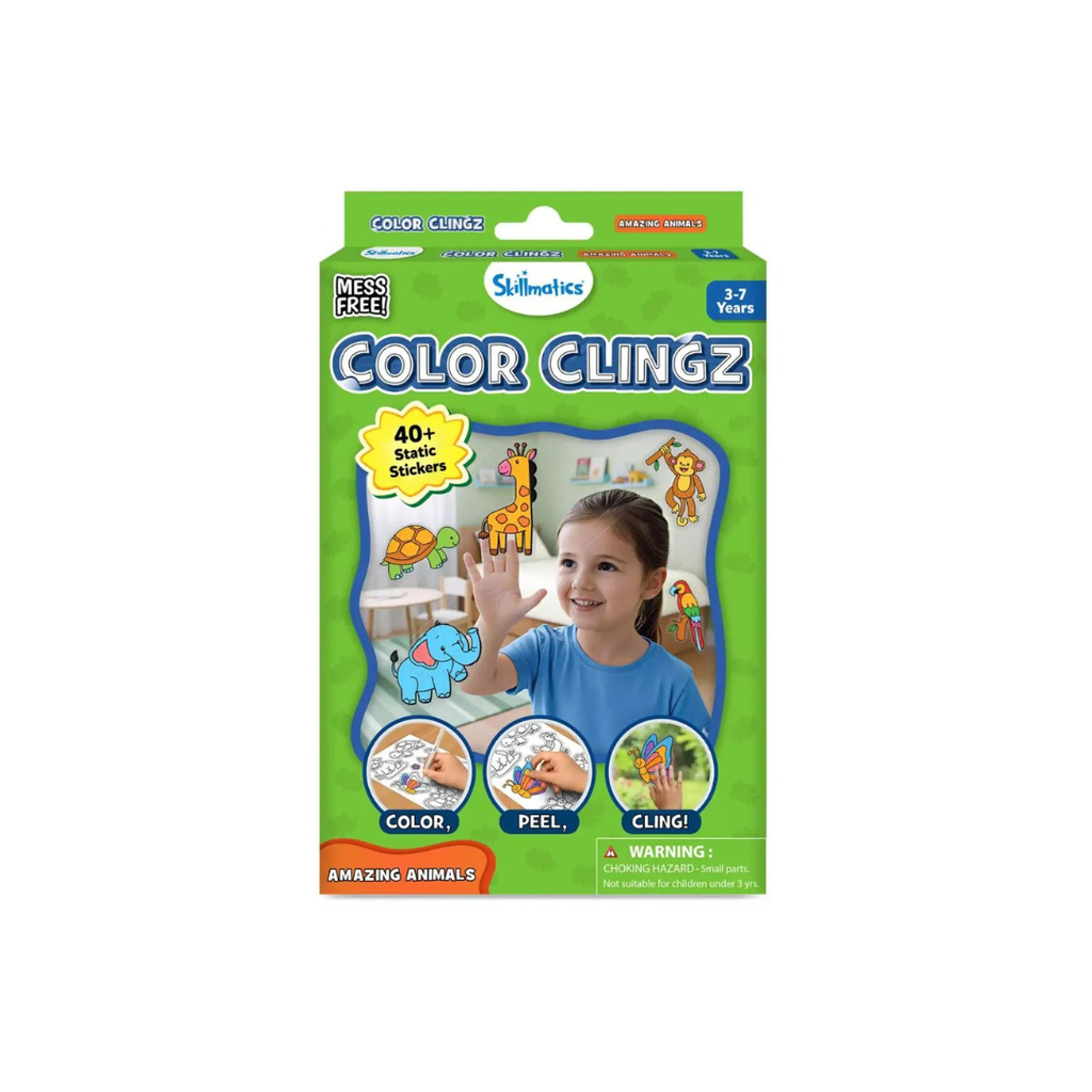 Skillmatics Color Clingz Amazing Animals - Mess-Free Reusable Static Stickers