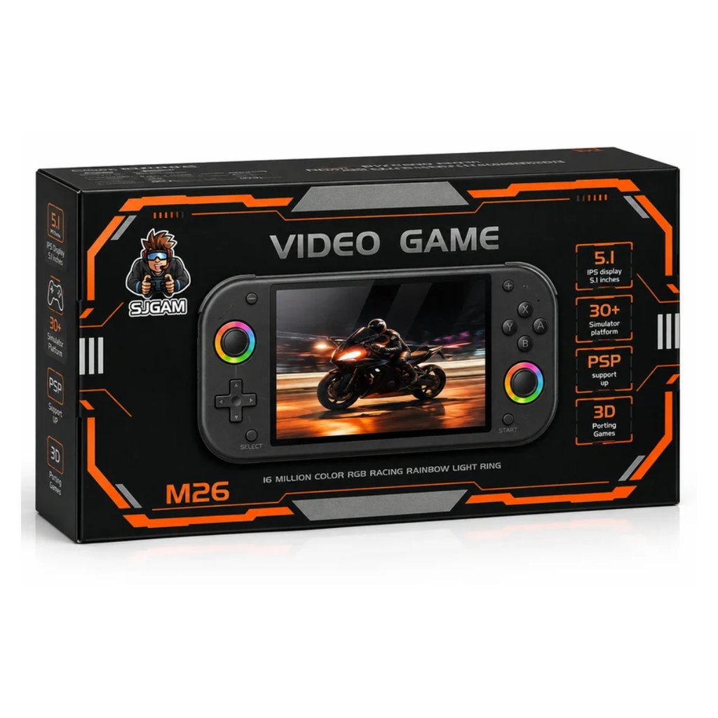 SJGAM M26 Handheld Game Console 5.1-Inch IPS Display with PSP & 3D Support