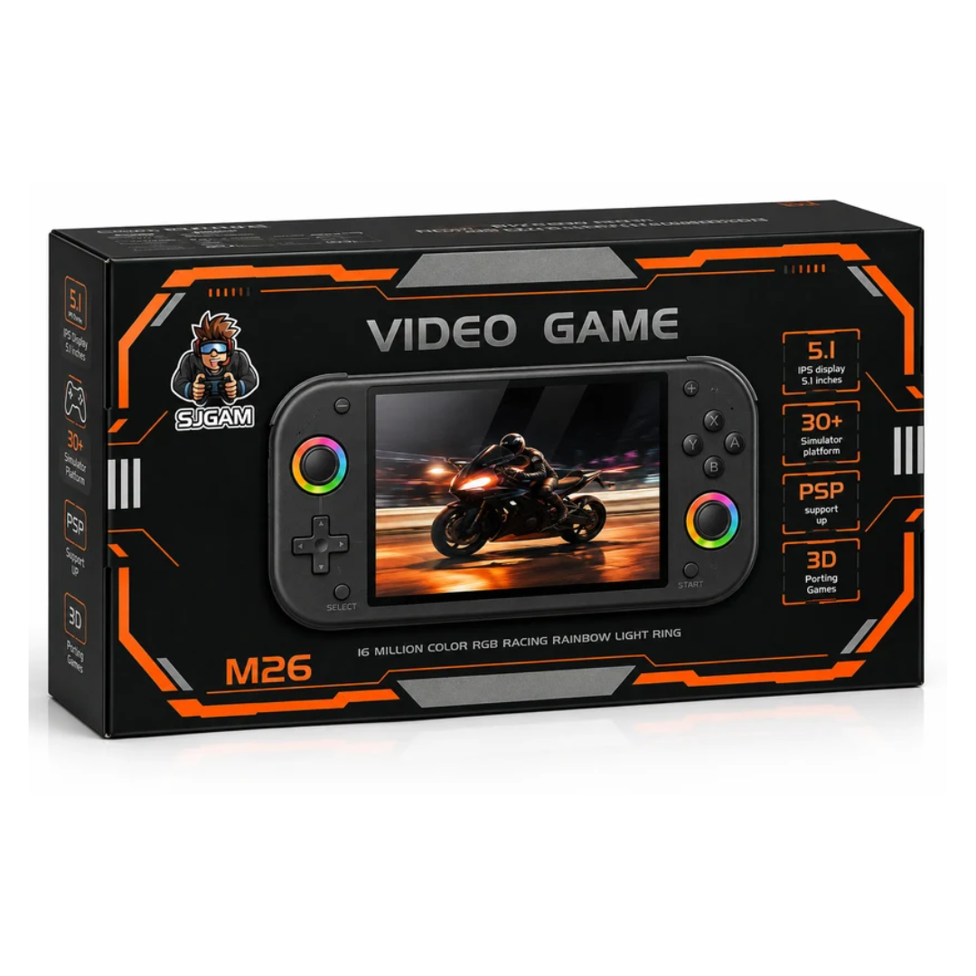 SJGAM M26 Handheld Game Console 5.1-Inch IPS Display with PSP & 3D Support