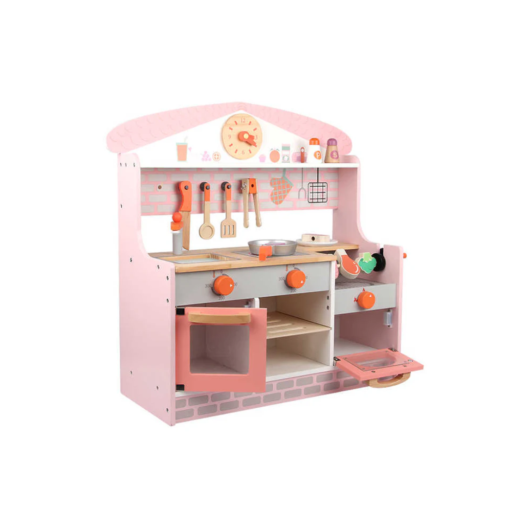 Rainbow Toys wooden kitchen toys Pretend Play Kitchen Toys Set with BBQ