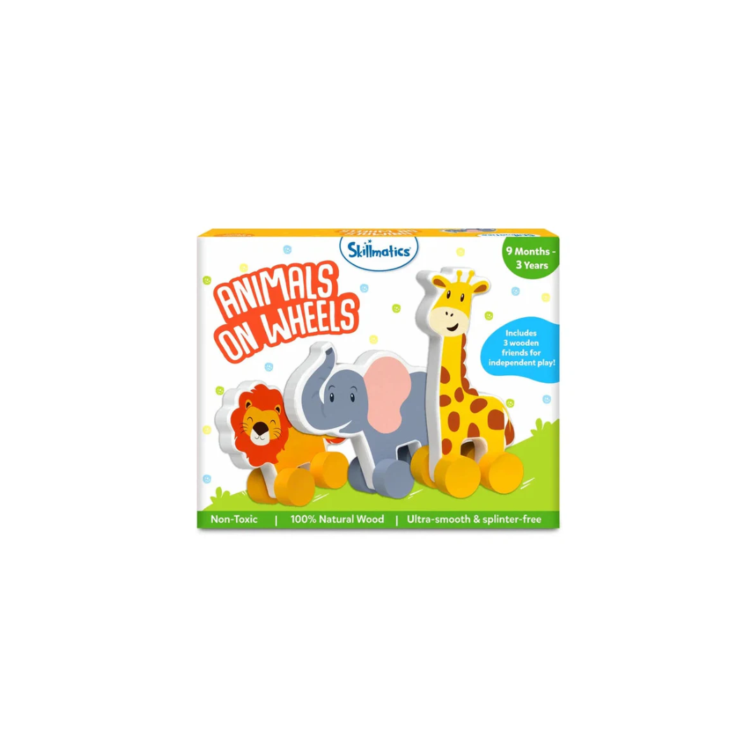 Skillmatics Wooden Animal Toys on Wheels (9 Months - 3 Years)