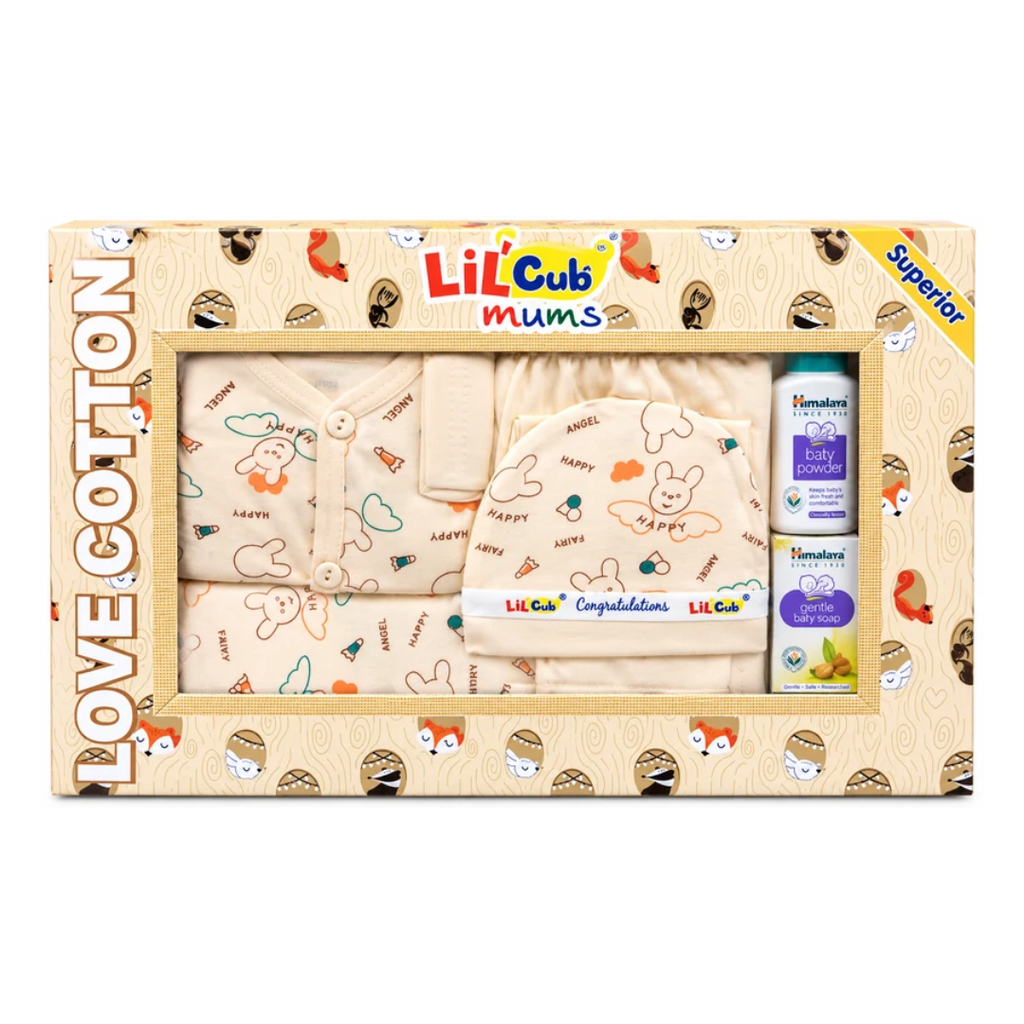 Lil Cub Mums Love Cotton Newborn Baby Clothing & Care Gift Set with Cap – Unisex