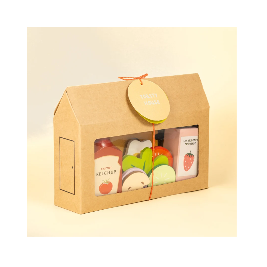 Playblox 'Toasty House' Wooden Breakfast Play Set - Pretend Play