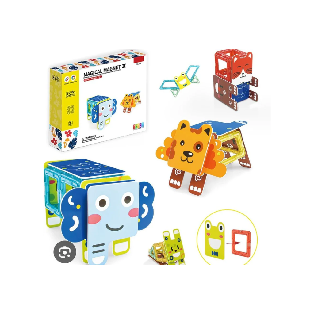 Magical Magnet II Colourful Building Block Set - 35 PCS Animal Shapes