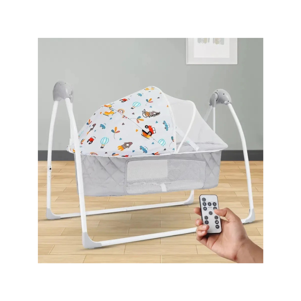 R for Rabbit Lullabies Plus Baby Cradle Auto Swing With Remote Control Grey