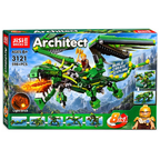 JiSi Bricks Architect 8-in-1 Green Dragon Building Blocks Set with Light Brick – 598+ PCS 6Y+